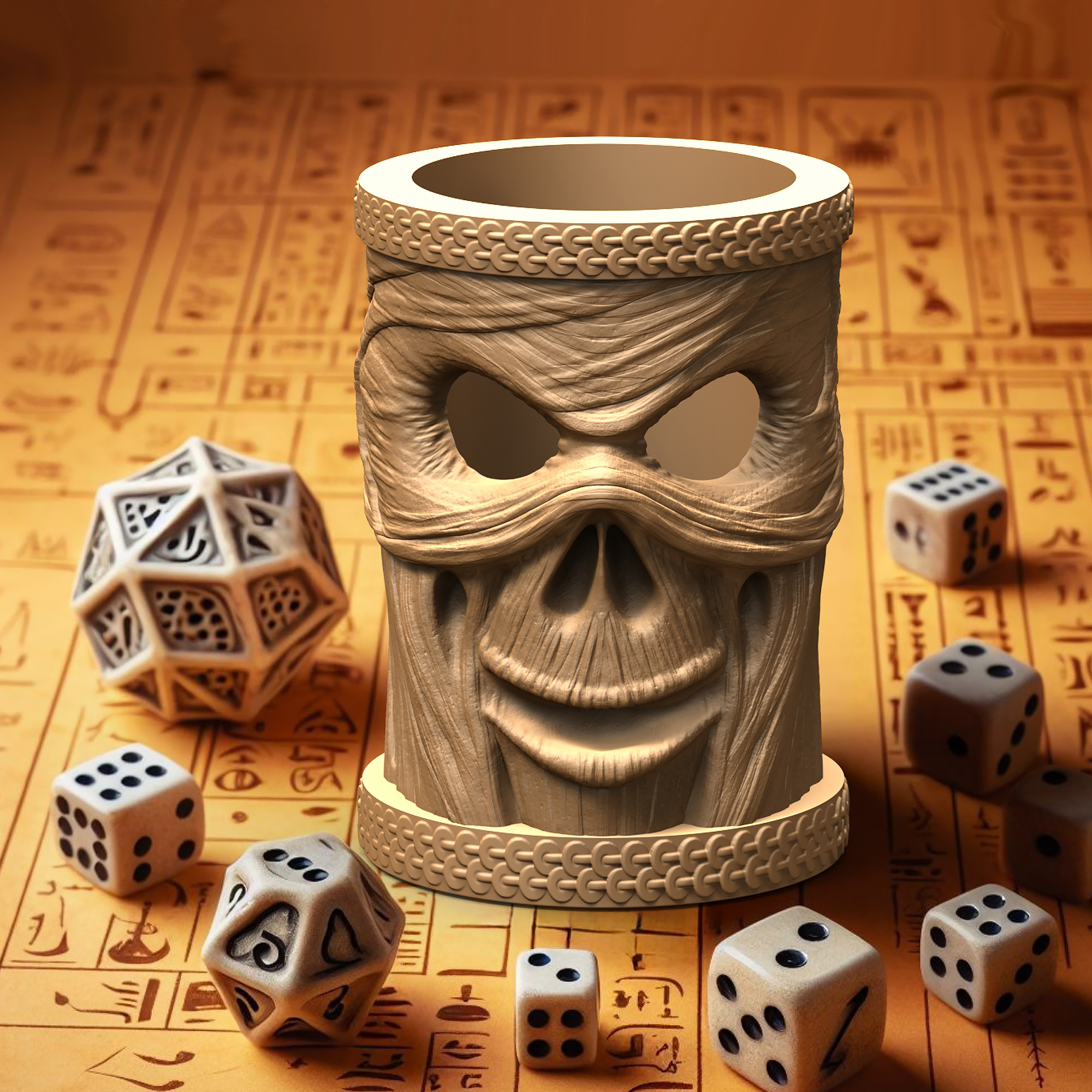 Haunted Fantasy Skull Mummy Themed Dice Jar - 3D Printer STL File